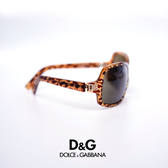 Y2K 😎 D&G Dolce & Gabbana Brown Tortoise Sunglasses with crystals - Picture 9 of 10